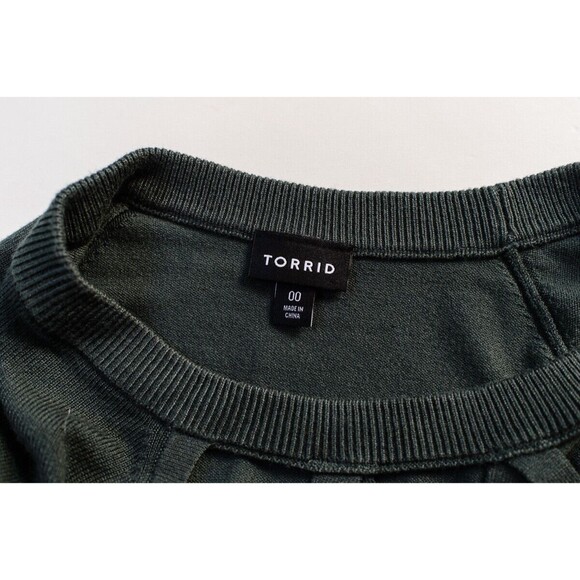 Torrid Green Knit Sweater Lattice Cutout Fall Long Sleeve Plus Size 00 10 ML - Picture 3 of 5